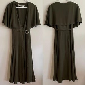 Fame and Partners olive green wrap maxi dress size 0